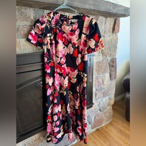 NWT: Calvin Klein Navy and Pink Floral Dress